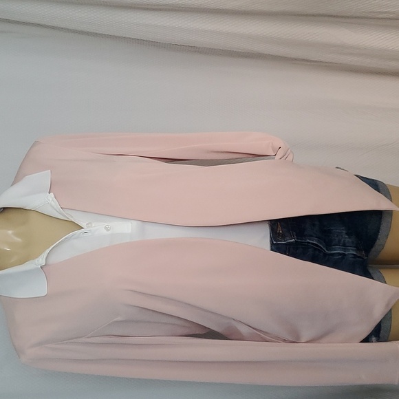 BCBGeneration Drape Front Blazer Jacket Rose Smoke Pink Size L - Picture 7 of 12